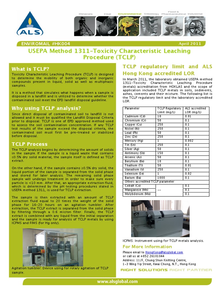 TCLP - Als | PDF | Mercury (Element) | Cadmium