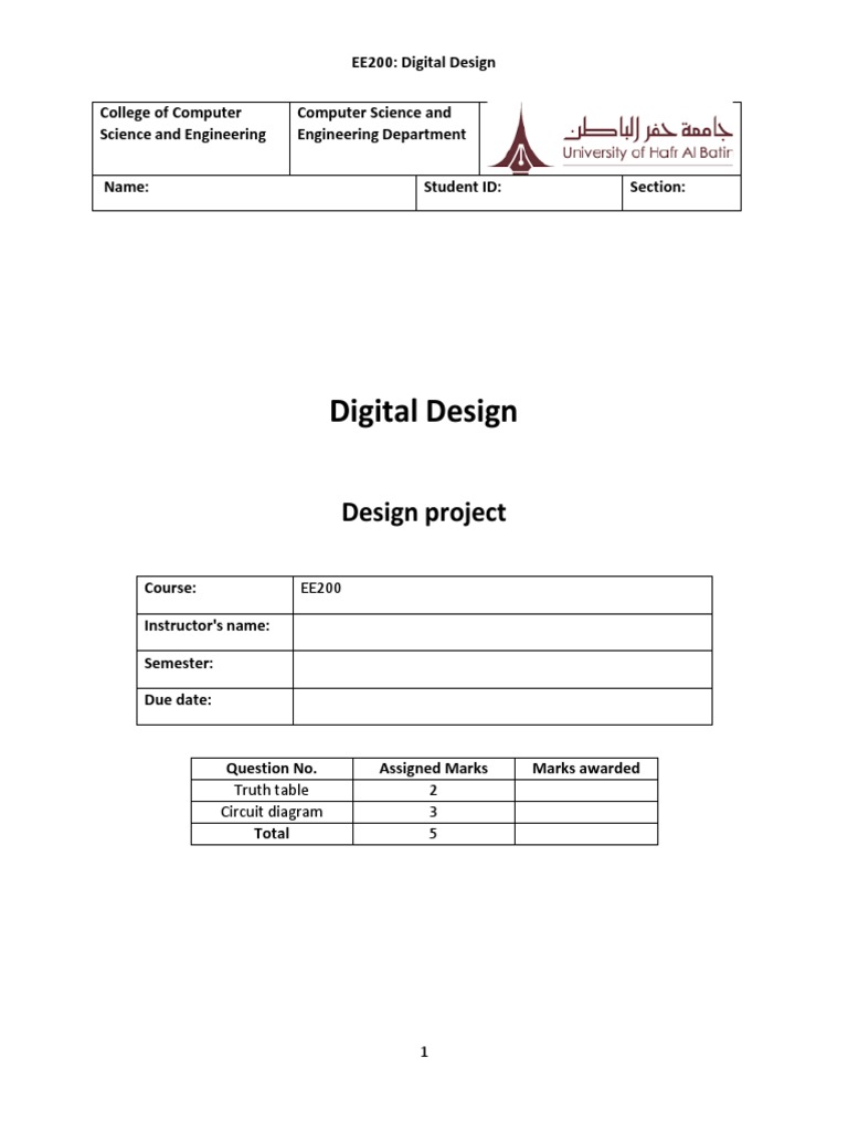Digital Logic Circuit Design Project | PDF | Numbers | Electronic ...