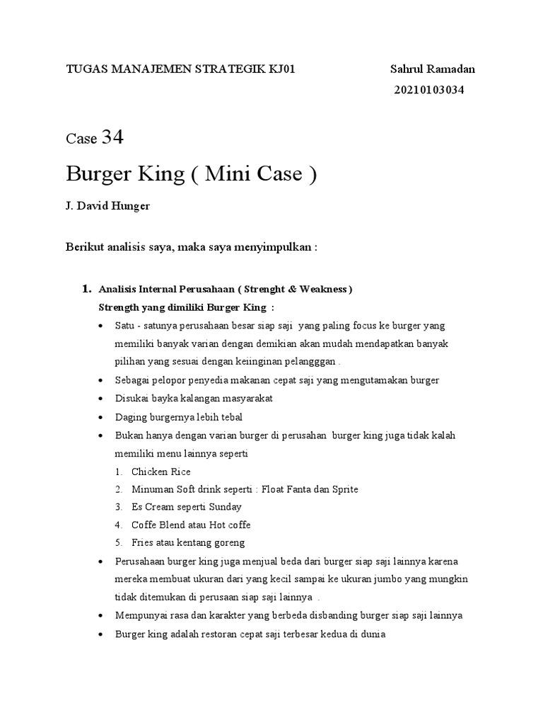 Strategi Bisnis Burger King Pdf