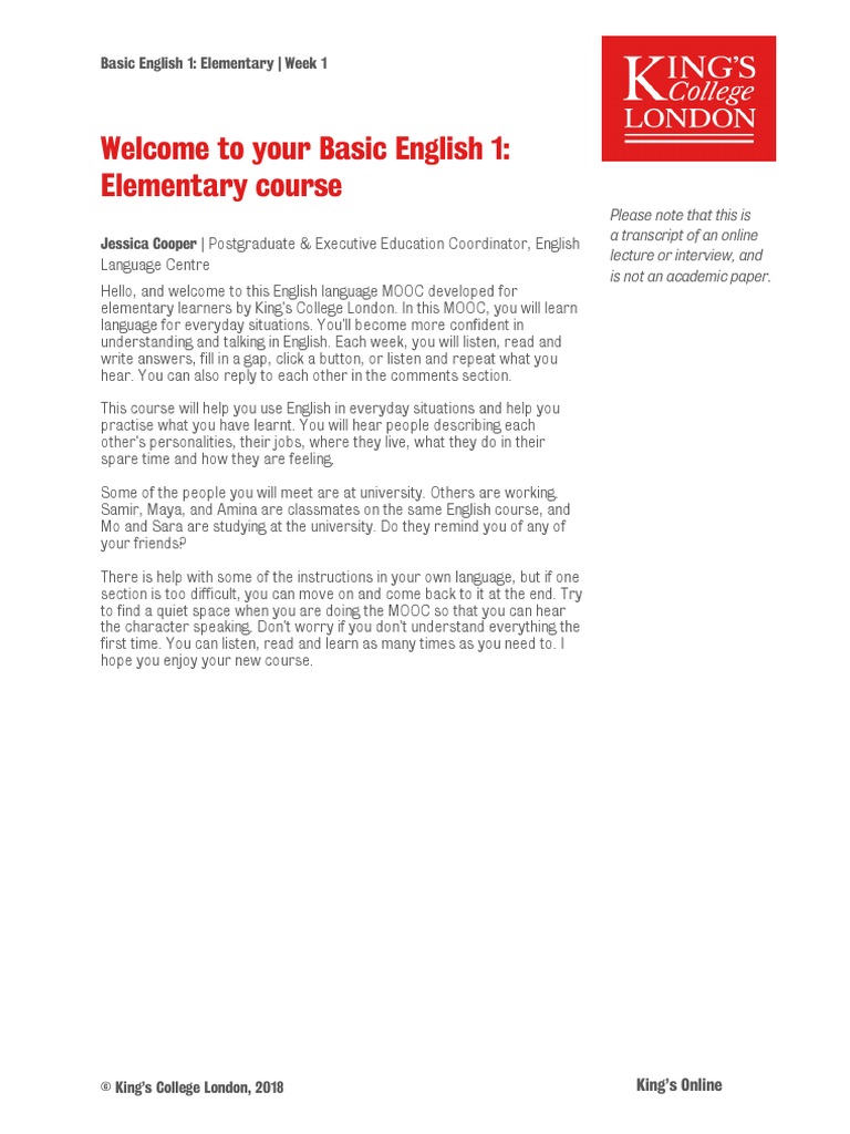 Welcome To The Course | PDF