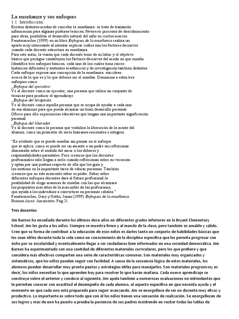 La Enseñanza y Sus Enfoques | PDF | Aprendizaje