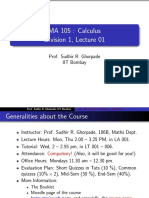 MA 105: Calculus Division 1, Lecture 01: Prof. Sudhir R. Ghorpade IIT Bombay