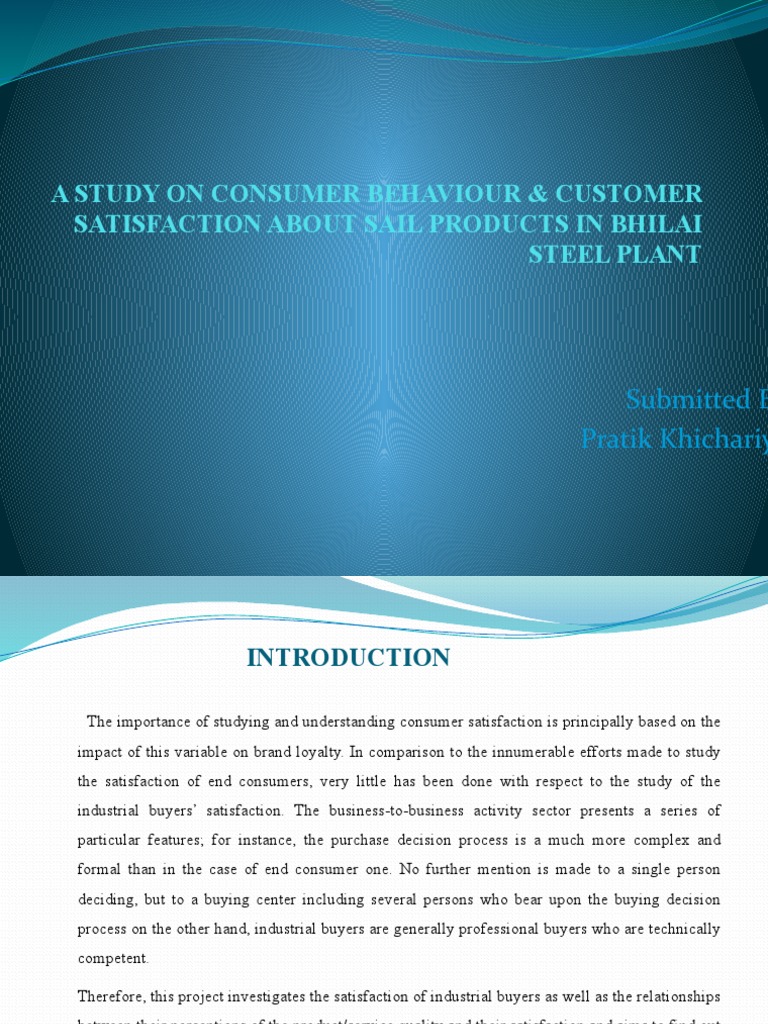 Consumer Behavior & Satisfaction at SAIL BSP | PDF | Consumer Behaviour ...