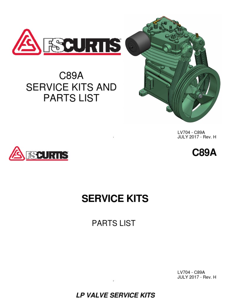 C89A Service Kits and Parts List | PDF | Piston | Pipe (Fluid Conveyance)