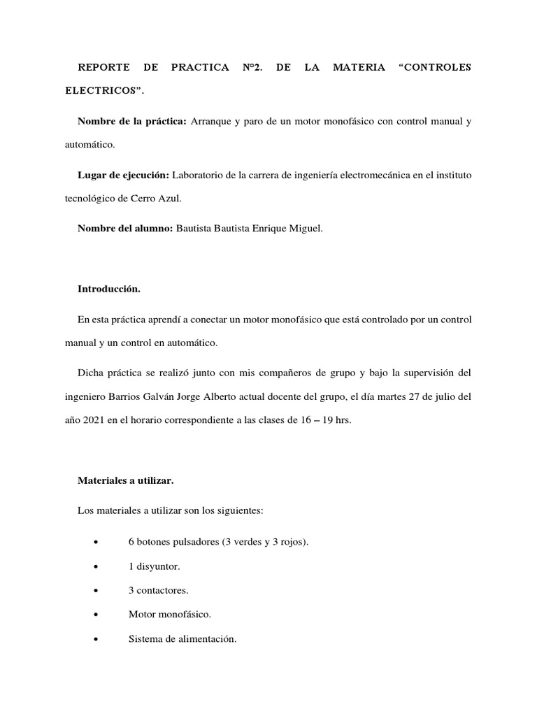 PRACTICA 2 Control Manual y Automatico de Un Motor Monofasico PDF