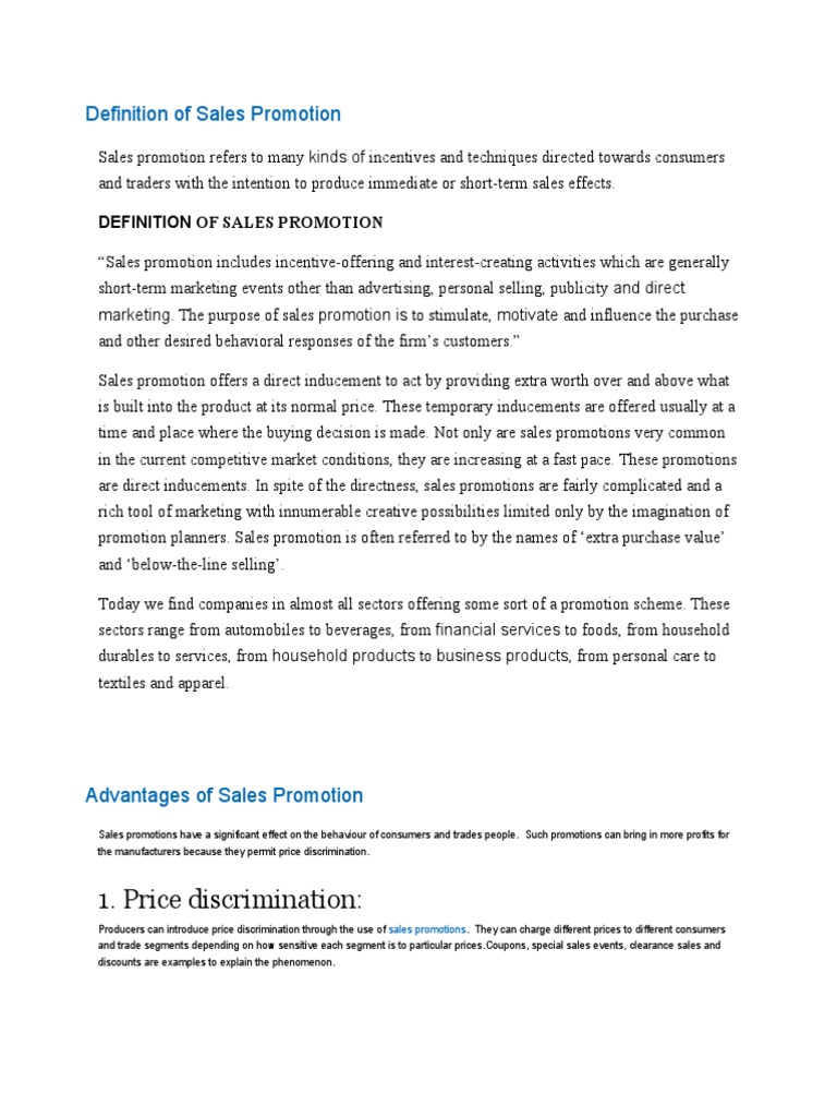 Definition of Sales Promotion | PDF | Sales | Promotion (Marketing)
