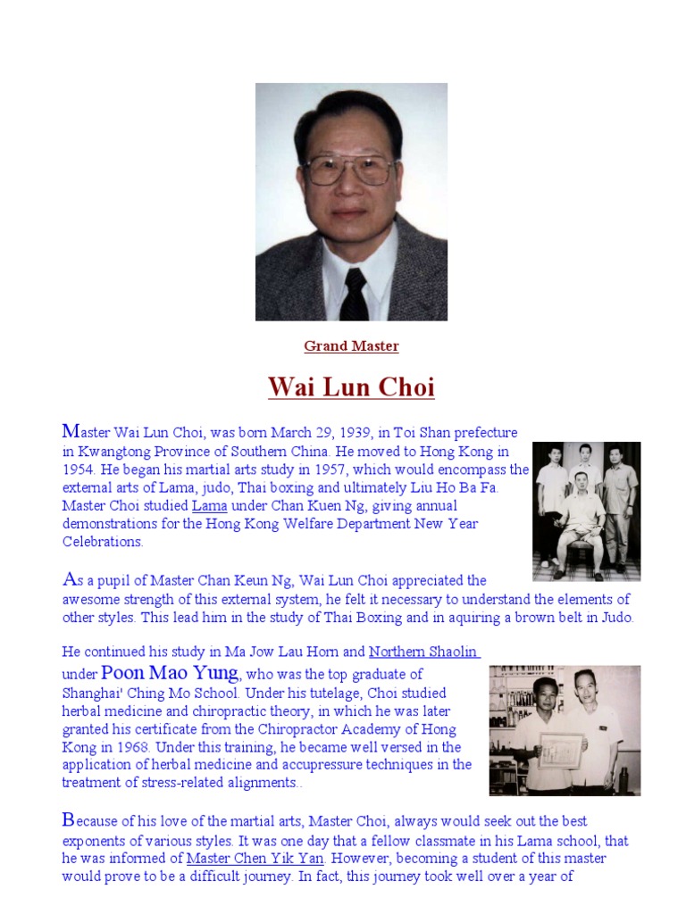 Master Wai Lun Choi's Martial Arts Journey | PDF | Chinese Martial Arts ...
