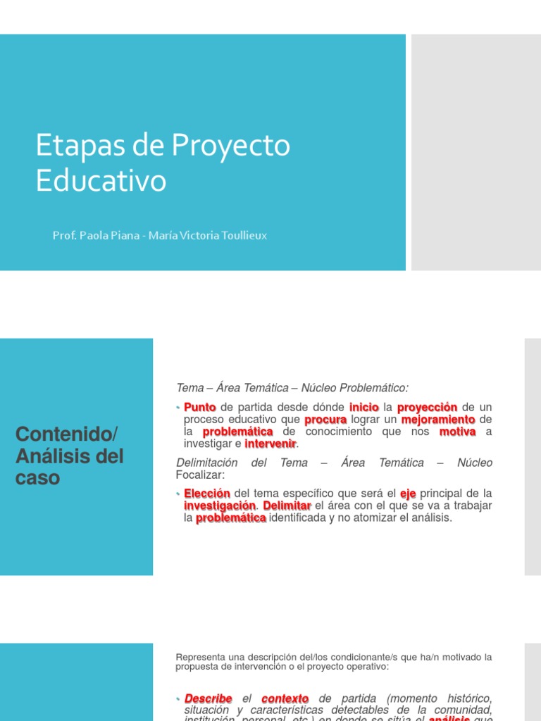 Etapas de un Proyecto Educativo | PDF | Evaluación | Planificación