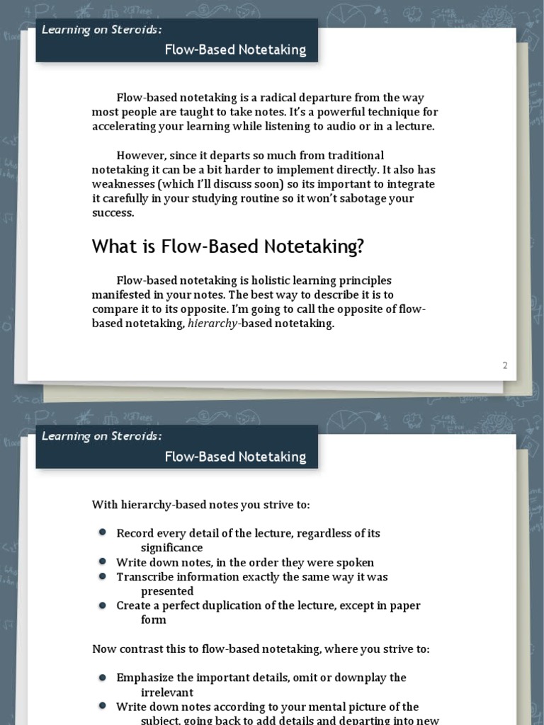 Flow Based Note Taking 1 | PDF | Lecture | Learning