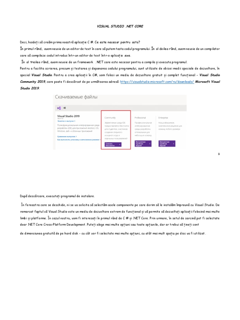 Visual Studio .Net Core Instalare | PDF