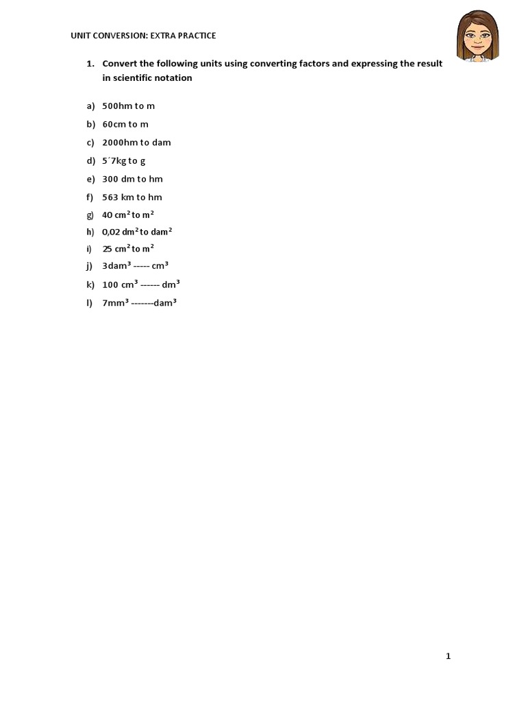 Unit Conversion Extra Practice | PDF | Teaching Methods & Materials ...