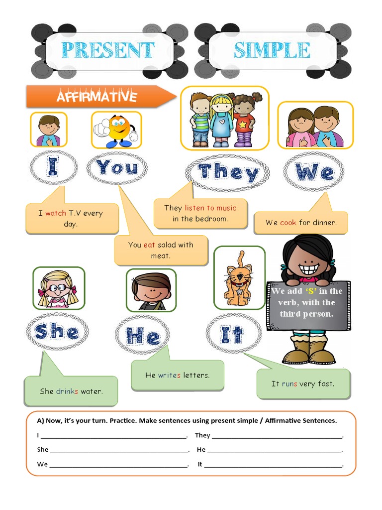 Present Simple Easy For Kids Grammar Conversation Topics Dialogs ...