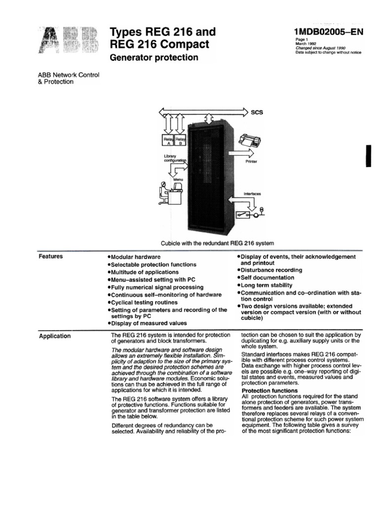 1mdb02005-En en Reg 216 Reg 216 Compact Generator Protection | PDF ...