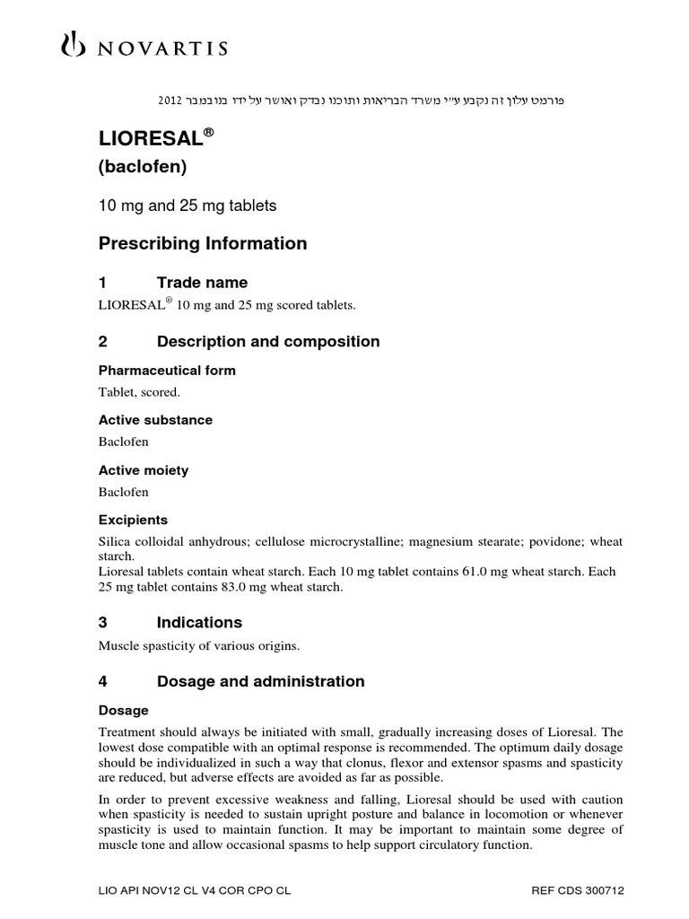 BACLOFEN MONOGRAPH FOR PROFESSIONALS visual data 2