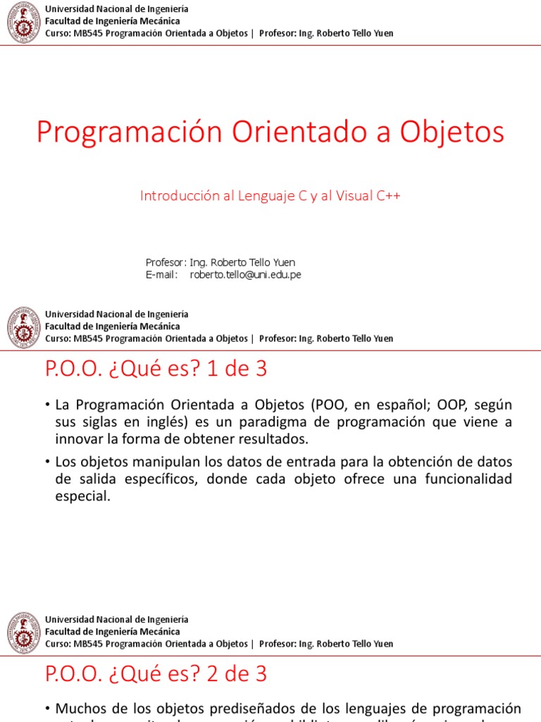 Semana1 MB545 Introducción A POO y Visual C | PDF | Programación ...
