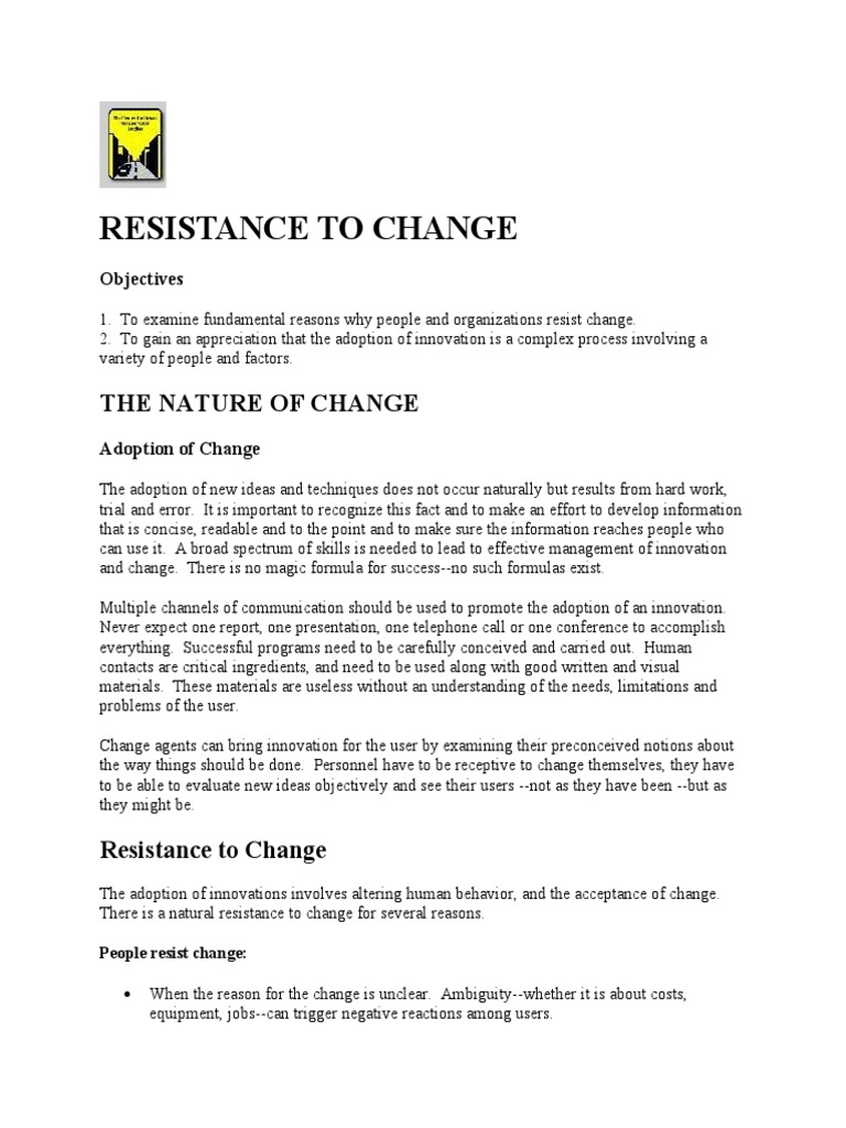 Understanding Resistance to Change | PDF | Business | Innovation