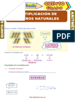 Multiplicación de Números Naturales para Resolver Quinto Grado de Primaria