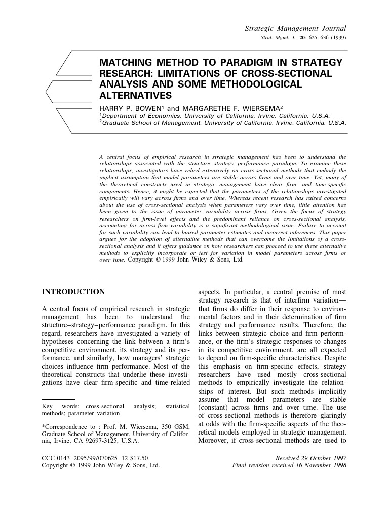 Limitations of Cross Sectional Analysis Heteroscedasticity Data