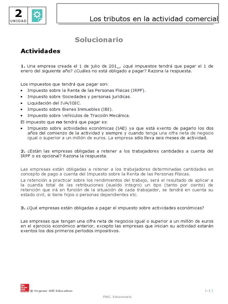Solucionario Tema 2 | PDF | Impuestos | Impuesto sobre la renta
