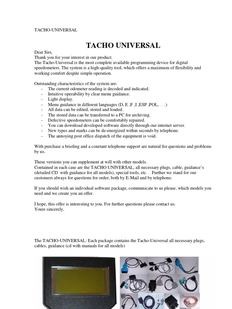 Tacho Universal Programming Guide | PDF | Computer Hardware | Computing
