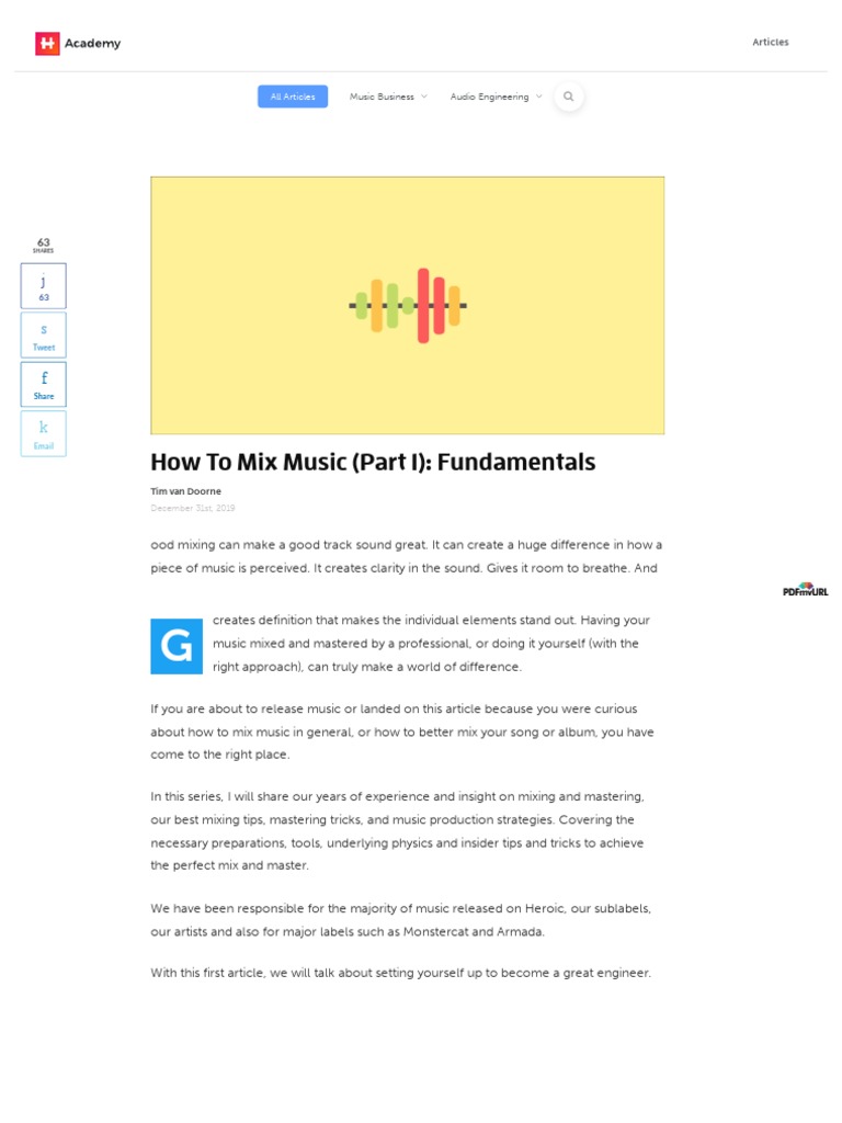 Music Mixing Fundamentals Guide | PDF | Frequency | Sound