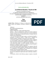 Bolivia: Ley de Reforma Educativa, 7 de Julio de 1994: Título Preliminar