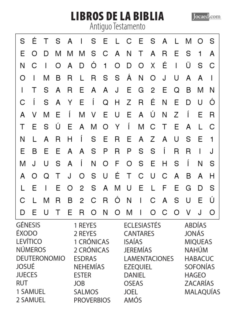 Libros de La Biblia Antiguo Testamento Sopa de Letras PDF Viejo