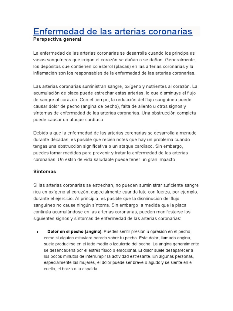 Enfermedad de Las Arterias Coronarias | PDF | Infarto de miocardio ...