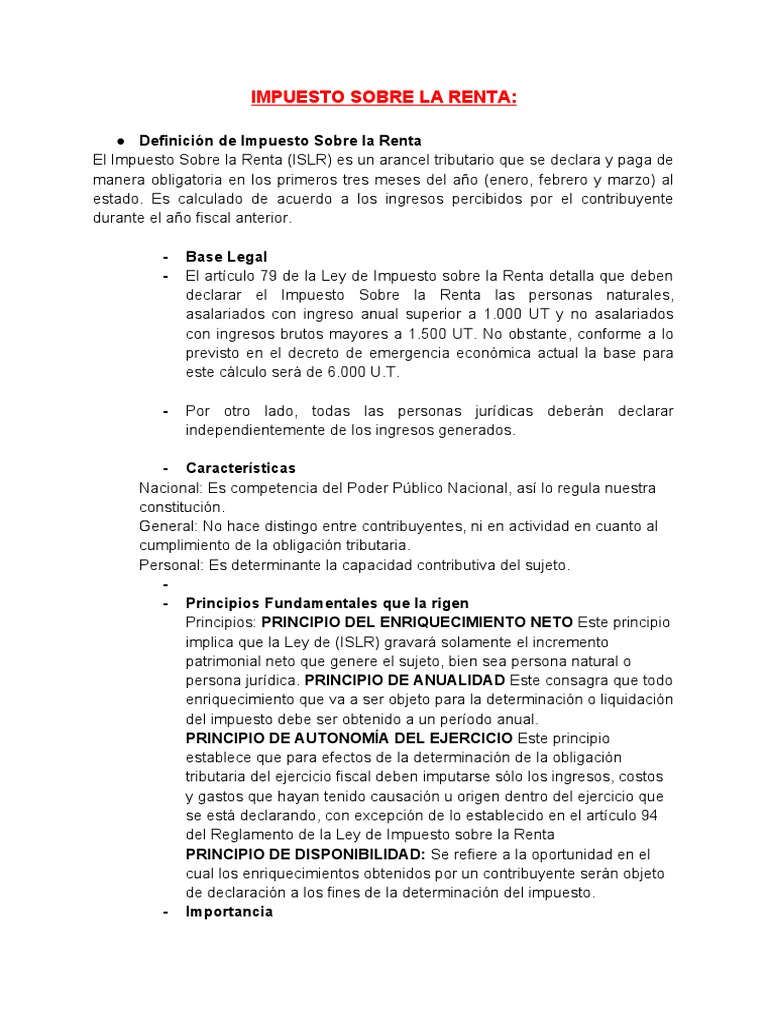Mapa Mental del Impuesto sobre la Renta | PDF | Impuestos | Impuesto ...
