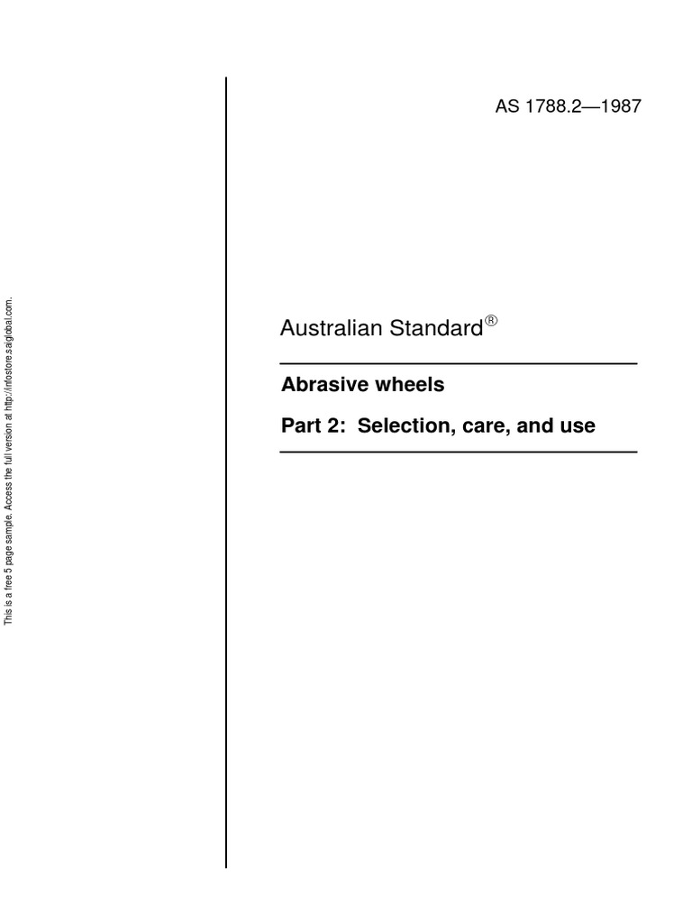 As 178821987 Abrasive Wheels Selection Care and Use PDF Copyright