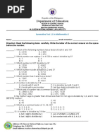 Department of Education: Summative Test 1.1 in Mathematics 5