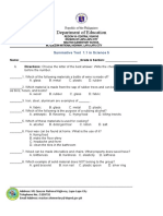 Department of Education: Summative Test 1.1 in Science 5