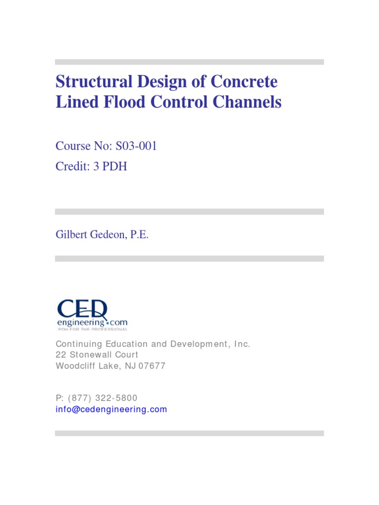 Concrete Lined Flood Control Channel Design | PDF | Drainage | Concrete