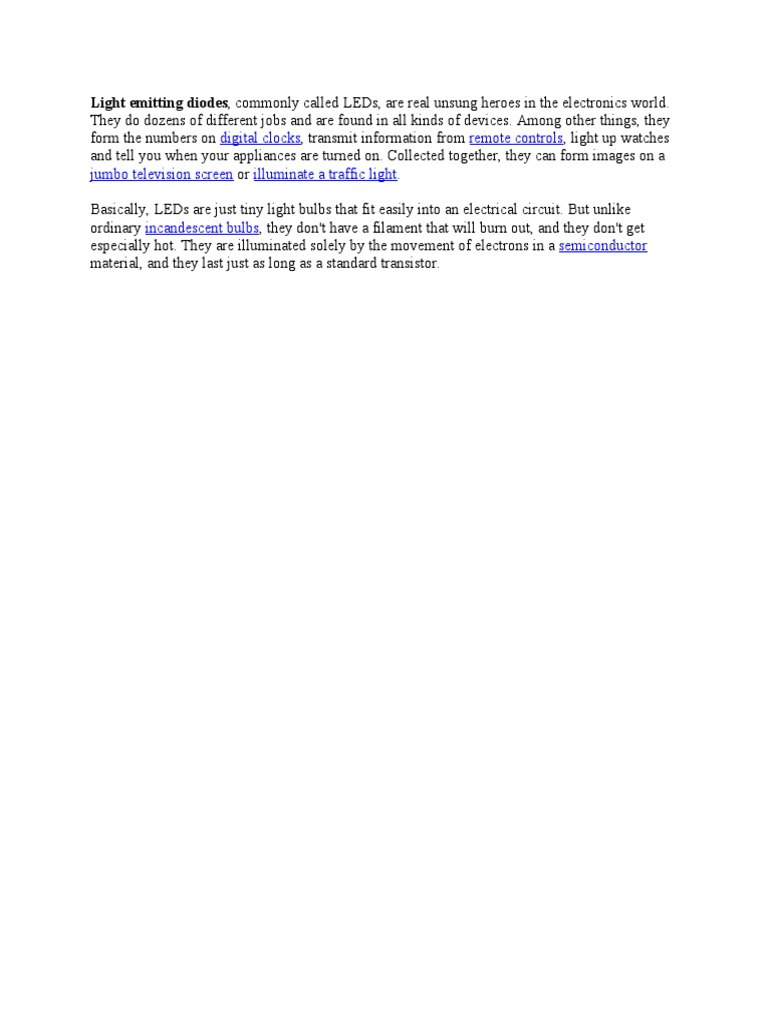 Understanding Light Emitting Diodes (LEDs) | PDF | Light Emitting Diode ...