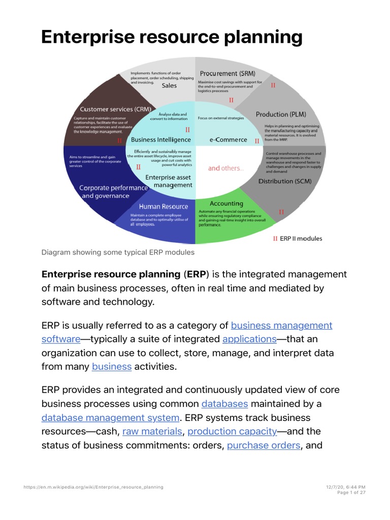 Enterprise Resource Planning - Wikipedia | PDF | Enterprise Resource