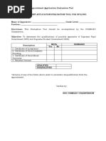 Enclosure No. 10: Appointment Application Evaluation Tool