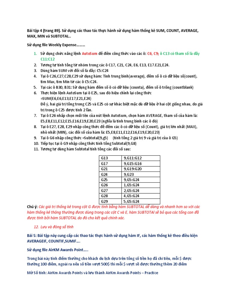 Bài 3 - MOS Excel 2016 | PDF