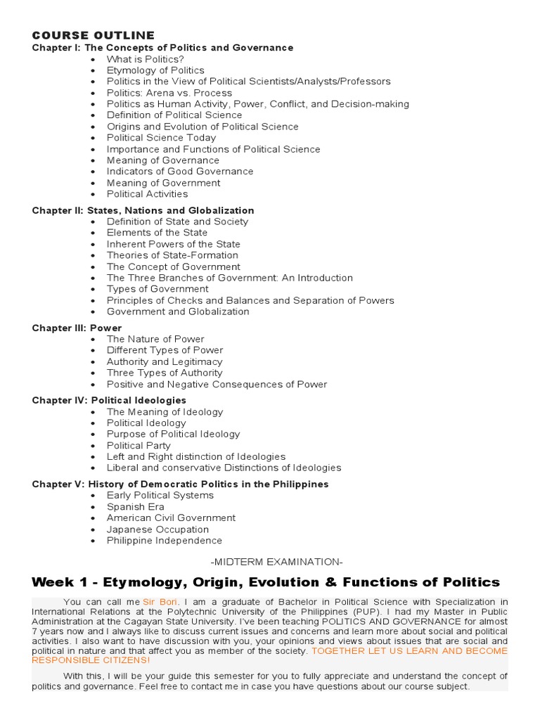 Course Outline Week 1 Etymology, Origin, Evolution & Functions of