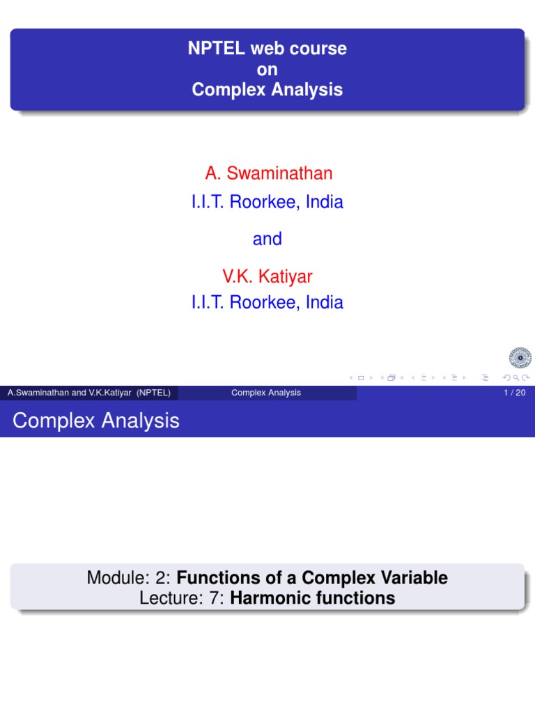 Nptel web course on complex analysis a swaminathan descargar gratis