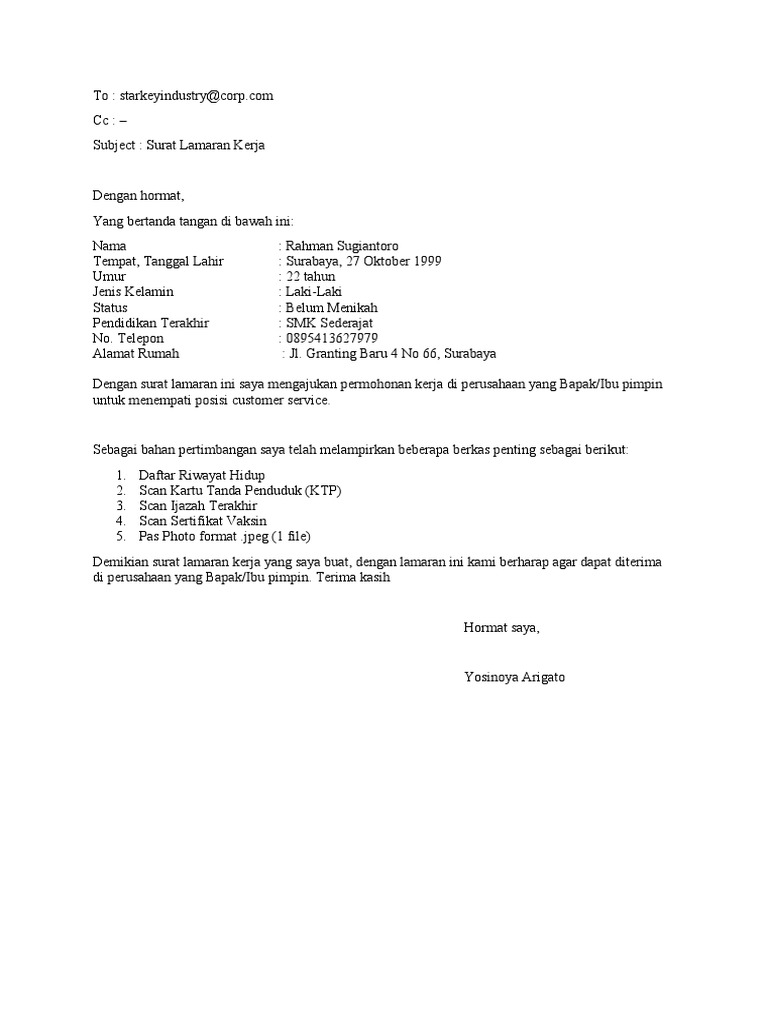 Download 94+ Contoh Surat Surat Lamaran Kerja Vaksin Gratis