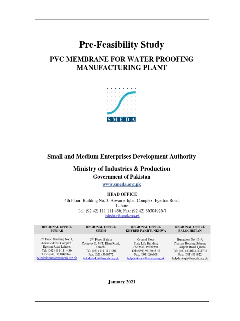 PVC Membrane For Water Proofing Manufacturing Plant Rs. 80.55 Million