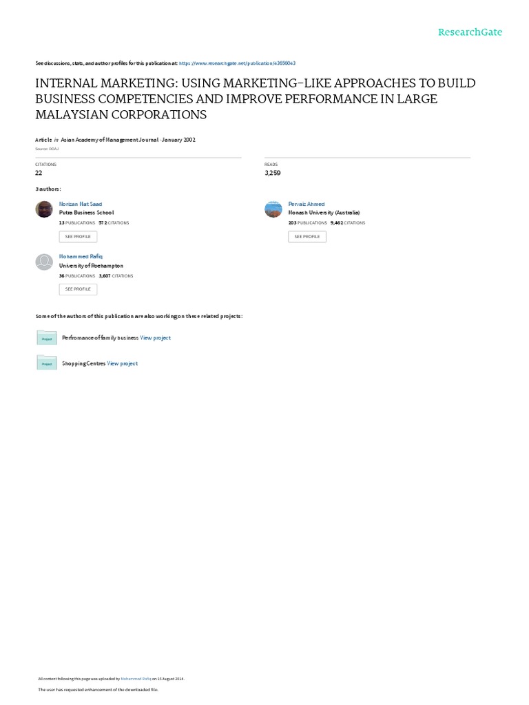 Internal Marketing in Malaysia | PDF | Competence (Human Resources ...