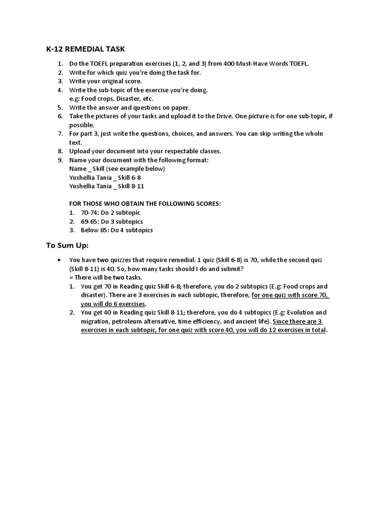 K-12 Remedial Task Guidelines | PDF | Teaching Methods & Materials ...
