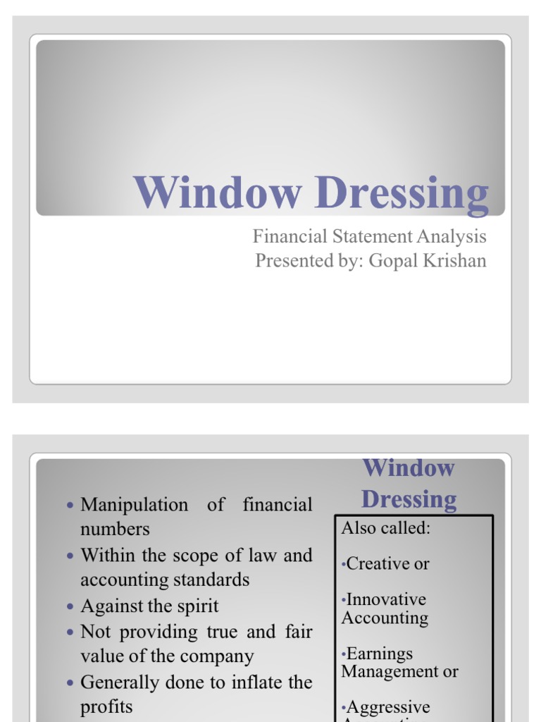 Window Dressing Financial Economics Corporations
