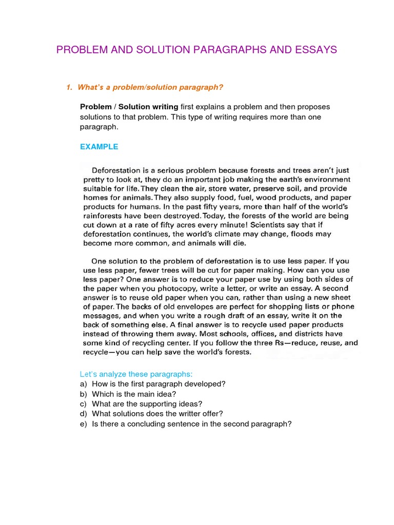 Developing Paragraphs - PROBLEM & SOLUTION | PDF | Paragraph ...