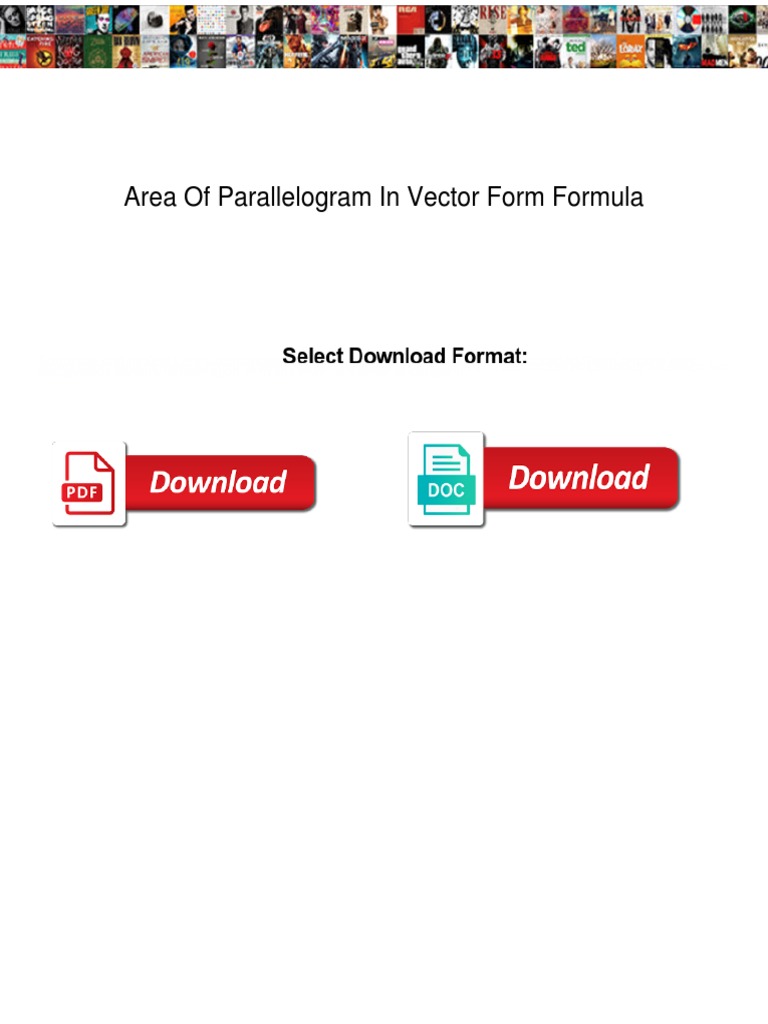 Area of Parallelogram in Vector Form Formula | PDF | Euclidean Vector ...