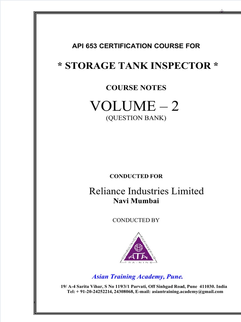 Reliance Api-653-Vol-2 | PDF | Welding | Construction