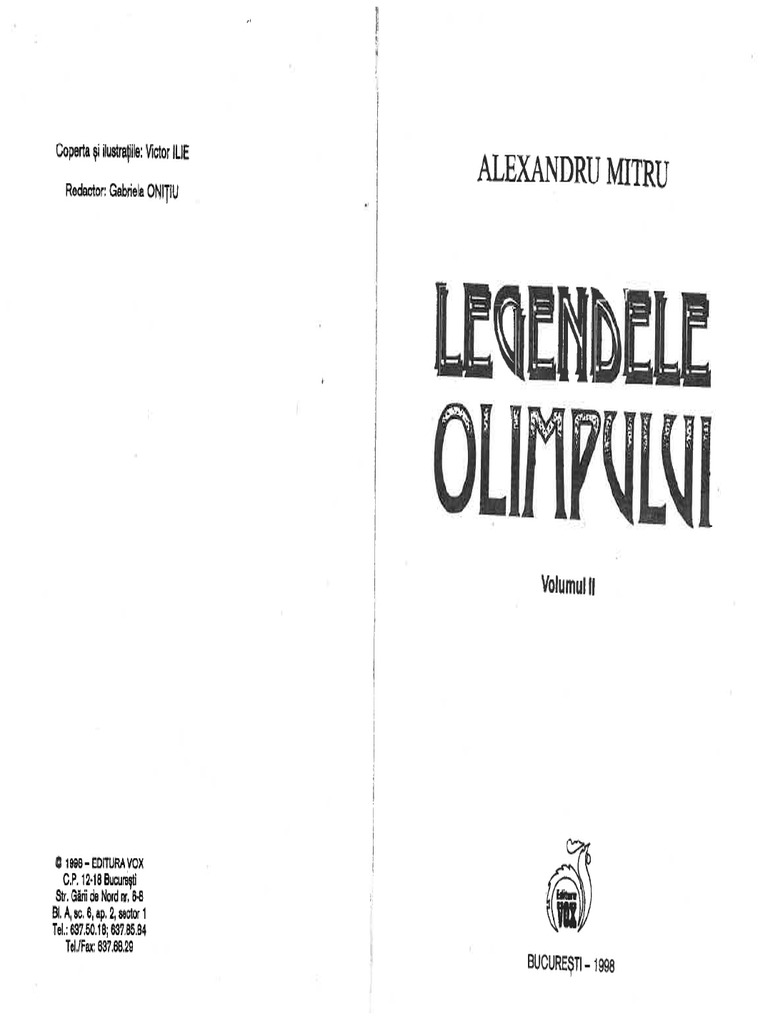 Rezumat Legendele Olimpului Legendele Olimpului Vol2 PDF Free | PDF