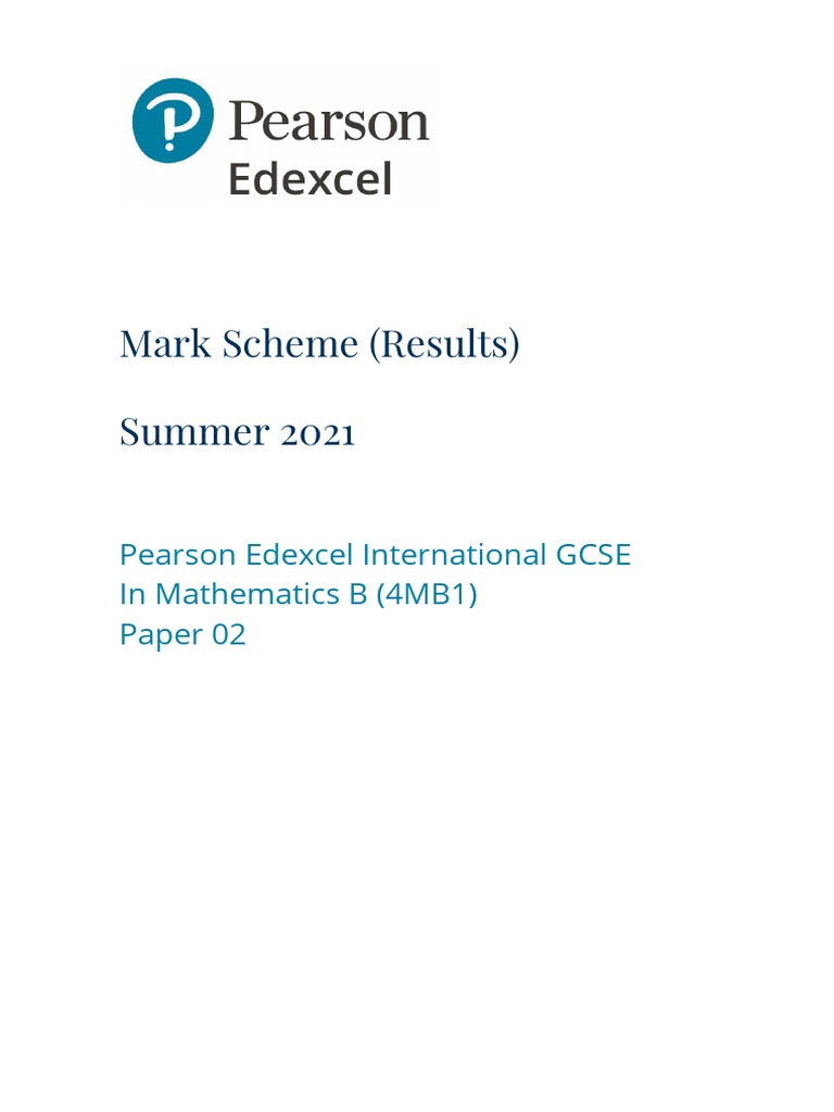 Mark Scheme (Results) Summer 2021: Pearson Edexcel International GCSE ...