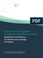 SLTRB Standards of Proficiency For Speech and Language Therapists